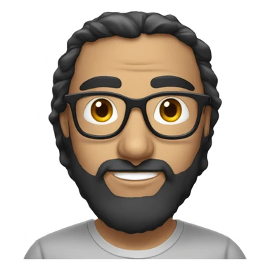 Middle Eastern man wearing t-shirt, black short hair, beard and glasses sticker
