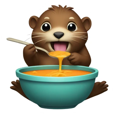 beaver eating soup sticker