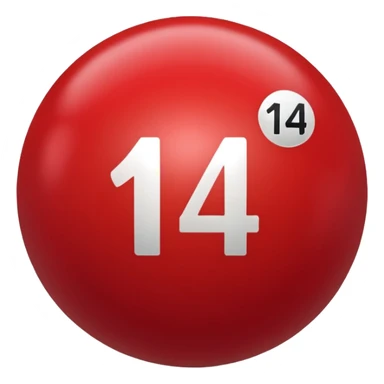 The number 14 on a red pool ball sticker