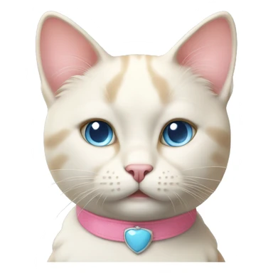 cream cat with light blue eyes and a pink collar sitting sticker