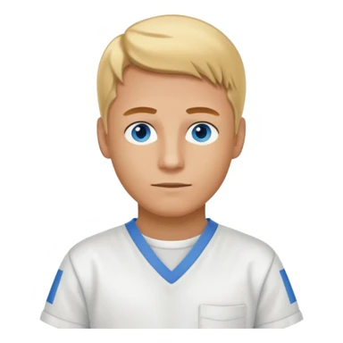 Phillip Morris with golden blonde hair, blue eyes, white inmate outfit sticker