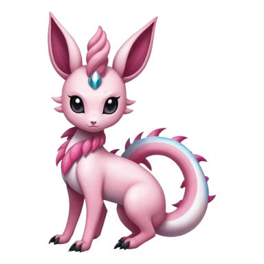  Dark Gloomy Dark-type Shiny Scaly Edgy Badass Cute Gothic Exotic Amaura-Salazzle-Aurorus-Sylveon-Fakémon-hybrid-creature (full body)  sticker