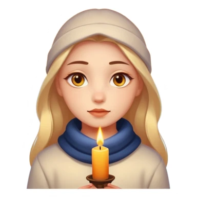 Fantasy human portrait emoji, warm candlelight reflection in eyes, winter evening mood, no extra accessories, emotional minimalism, clean emoji style, male/female variant
 sticker
