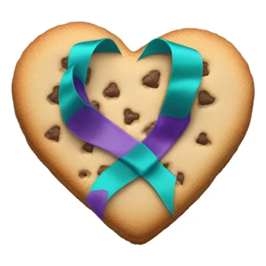 Cookie heart with teal purple support ribbon sticker