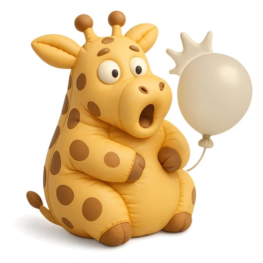 giraffe popping balloon in surprise expression, cushion style sticker