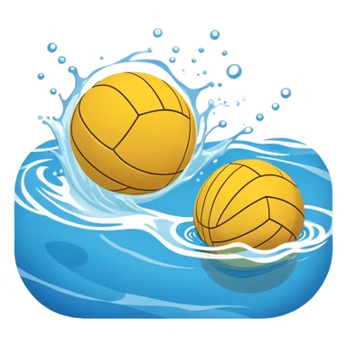 An icon featuring a yellow water polo ball floating on the water with goals in the background, inside a swimming pool. The design includes splashes and ripples, symbolizing the fast-paced action and strategy of water polo. Transparent background highlights. sticker