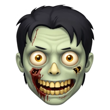 cabelo liso desordenado negro homen con aparencia de zombi y que haga un gesto mostrando los dientes de oro sticker