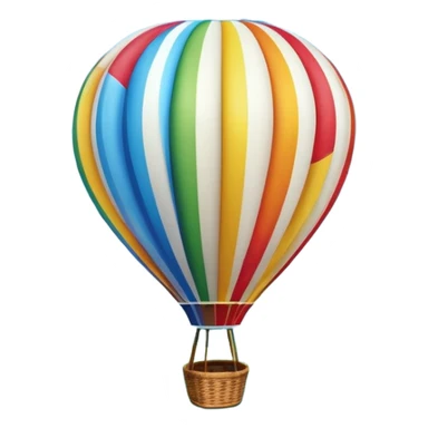 A colorful hot air balloon floating gracefully above the ground, with a clear sky and distant hills in the background. The balloon's vibrant colors stand out against the soft clouds, capturing the peaceful yet adventurous spirit of hot air ballooning. sticker
