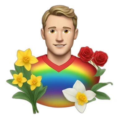 Jonathan Toews as rainbow seal with daffodils and roses sticker