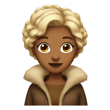 Brown-skin girl with short blonde hair, wearing a fur coat sticker