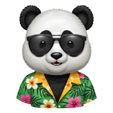 panda with aloha shirt wearing sunglasses sticker