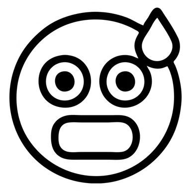 scared and nervous emoji, outlined, wide eyes, sweat drop sticker