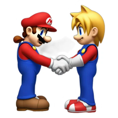 super mario handshaking sonic the hedgehog sticker