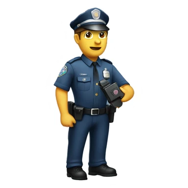A policeman with a walkie-talkie sticker