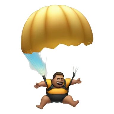 fat guy parachuting over tropical island sticker