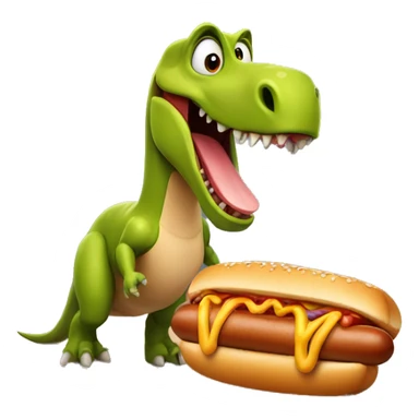 Dinosaur with hot dog sticker