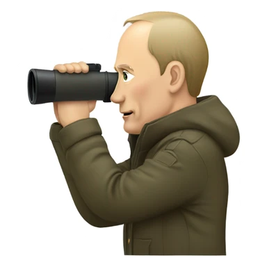 Putin with binoculars, side view sticker