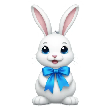 bunny with a blue ribbon  sticker