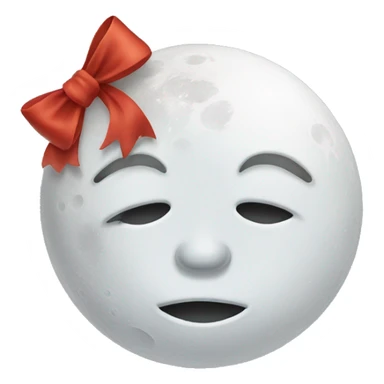 White moon face with bow on its right side sticker