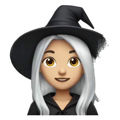 Young witch with white hair and black cap sticker