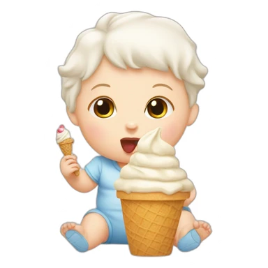 White baby eating ice cream sticker
