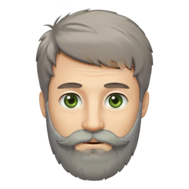 Greenish grey eyed adult man with greyish messy short hair and a very long beard. Pale skin. sticker
