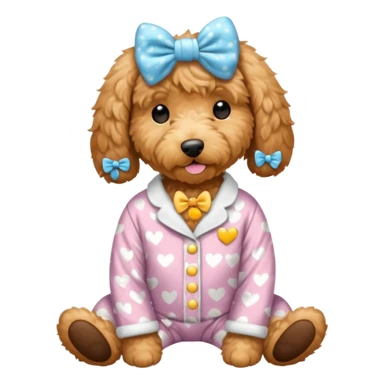 Golden doodle wearing bow pajamas sticker