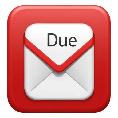 Letters “due date” on a red square  sticker