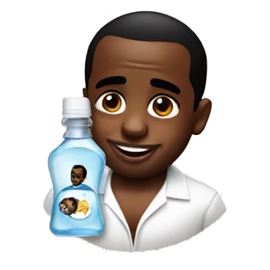 P diddy with a baby and baby oil sticker