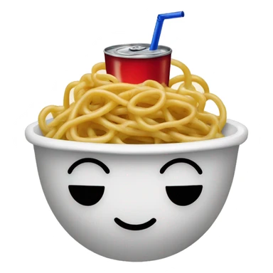 BOWL OF SPAGGETI WITH ATOP HAT AND A COKE GLASS AND PEPSI IN IT sticker