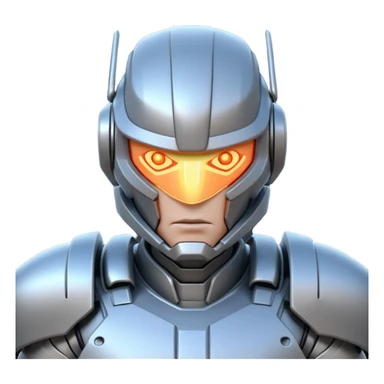 mechanical armored man portrait, head and shoulders only, futuristic metal armor, glowing energy lines, robotic shoulder plates, intense expression, sci-fi warrior vibe, 3D cartoon style, mobile game icon style, clean background, no text, no watermark
  sticker