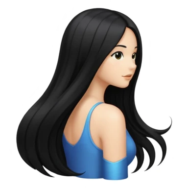 back view of long black hair sticker