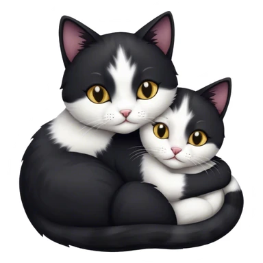 black and white cat cuddle  sticker