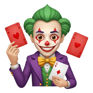 bunch of cards with a crazy jolly joker sticker