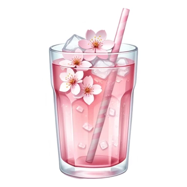 Cute Pastel pink and white Cherry Blossom Sakura Ice Tea sticker