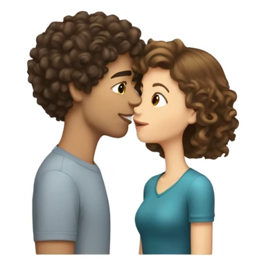 brunette shorter white girl kissing curly hair taller boy sticker