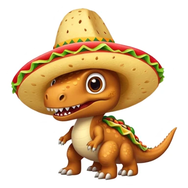 Dino with mexico taco hat  sticker