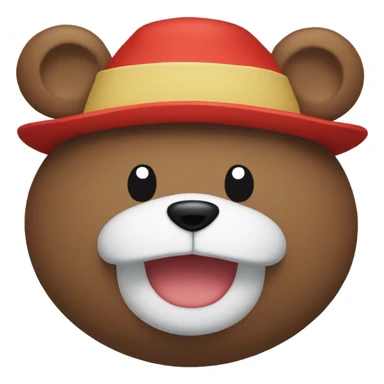 Teddy bear with luffy hat and same colors sticker