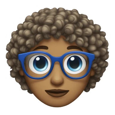 blue skin glasses androgenous curly hair sticker