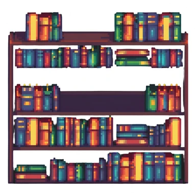 pixel art bookshelf with colorful books in a row sticker