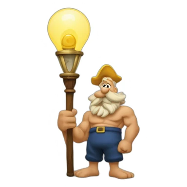 Astérix le gaulois avec une lampe  sticker