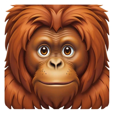 Cinematic Noble Orangutan Portrait Emoji, Poised and regal, with a robust, thoughtful build and deep, soulful eyes framed by rich, textured fur, Simplified yet sharp and sophisticated features, highly detailed, glowing with a soft, earthy glow, high shine, intelligent and contemplative, stylized with an air of ancient wisdom, focused and commanding, soft glowing outline, capturing the essence of a watchful and confident guardian that appears ready to step out of the screen with timeless authority! sticker