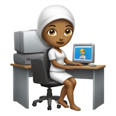 Muñeca con computadora  sticker