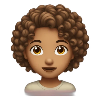 round face-large forehead- curly hair- slightly brown girl giving a kiss sticker