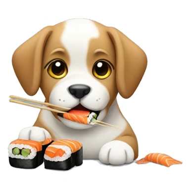 Puppy eating sushi  sticker
