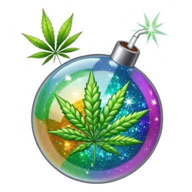 multicolor glitter bomb with weed sticker