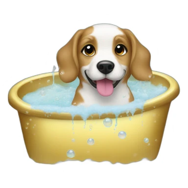 cute dogs in a champagne bubble bath sticker