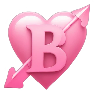 Arrow going through a love heart in the shape of the letter B light pink sticker