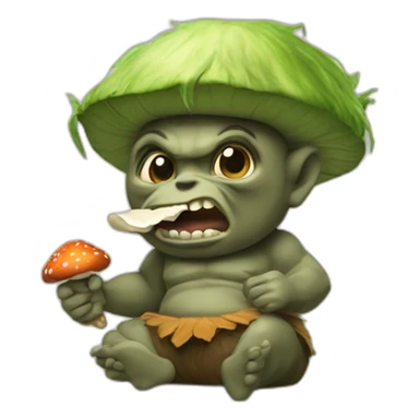 troll eating a mushroom warrior sticker
