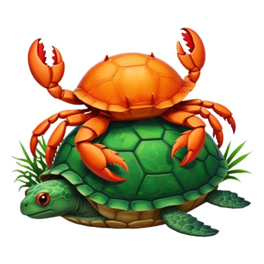 crab sitting on a turtle sticker